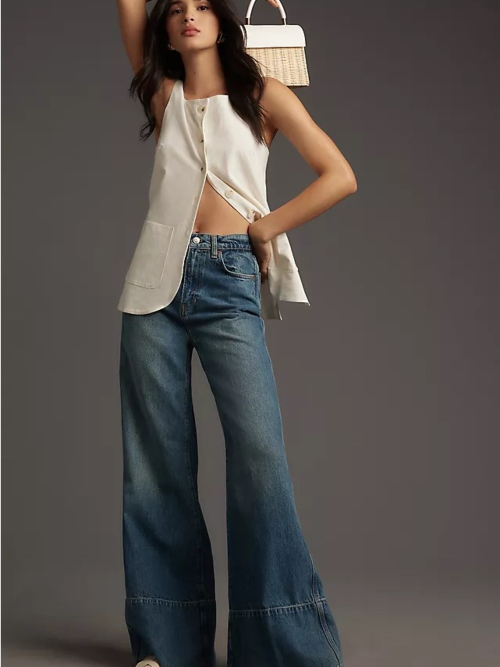 Reformation Penney Wide-Leg High-Rise Women’s Jeans in Medium Blue Size 26 - Picture 2 of 8